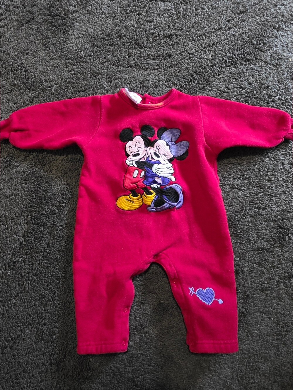 Vtg Disney Store Mickey & Minnie Embroidered Fleeced Onsie